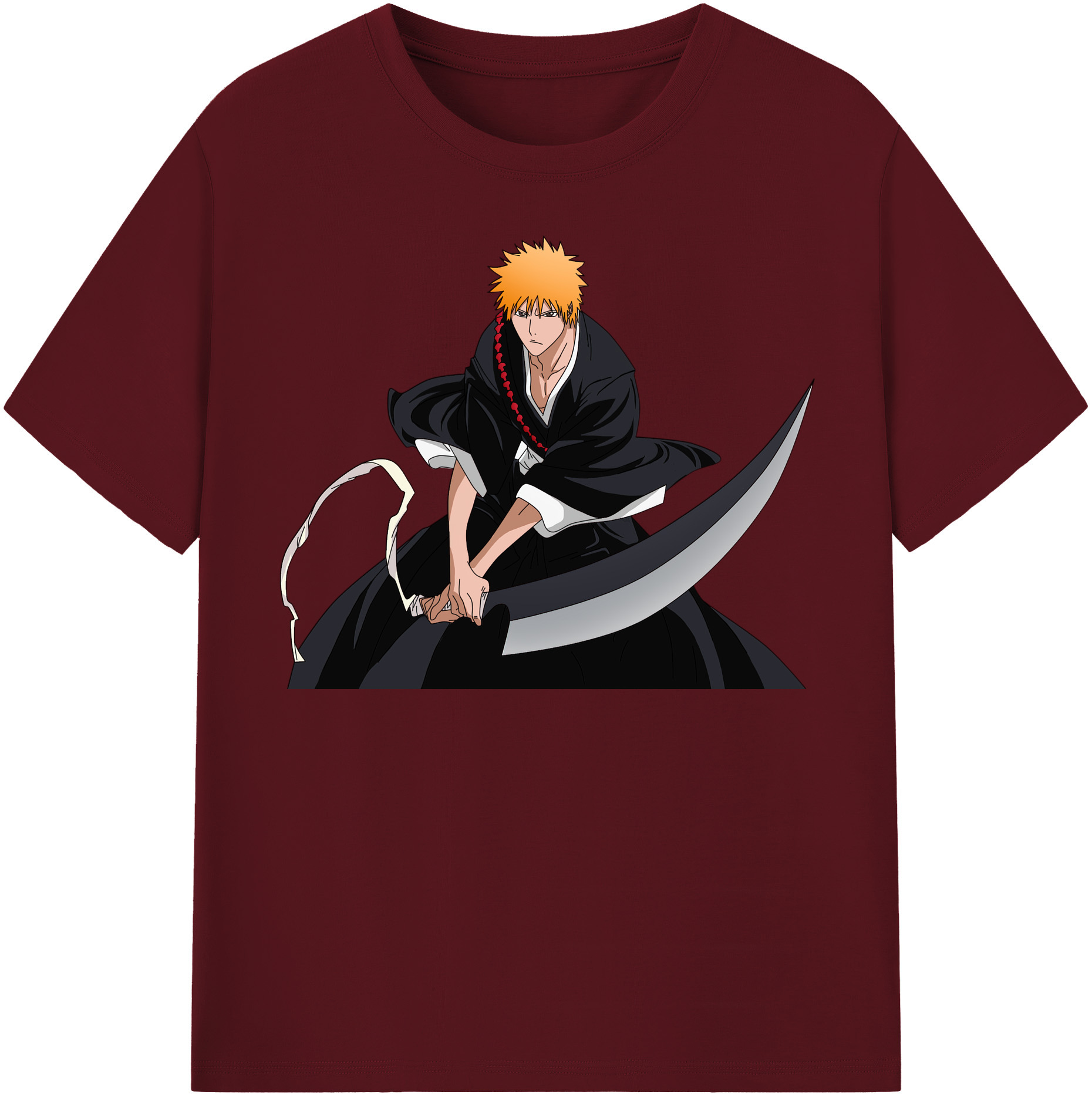 （画像用） ブリーチ 黒崎一護（くろさき いちご）BLEACH Kurosaki Ichigo 綿100％半袖Tシャツ（フロントプリント）